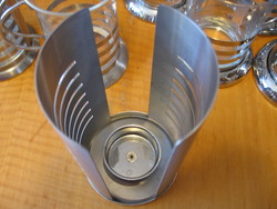 Retro stainless steel striped candle holder