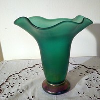 A curiosity! Márton Horváth: beautiful green goblet vase - marked, flawless copy!