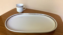 Alföldi coffee cup and large serving bowl with brown stripes