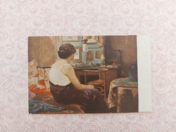 Old postcard art postcard lady