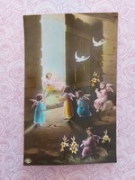 Old Christmas postcard postcard with Jesus angels