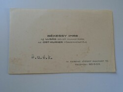 ZA418.9 Békessy Imre újságíró  Ost -Kurier - Az Újság - Németkeresztúr, névjegykártya 1930's