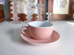 Finom, bársonyos tapintású mázzal, halvány rózsaszín, nagyobb porcelán csésze alátéttel, Bavaria