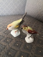 2 db gyönyörűen festett Aquincum porcelán madárka együtt