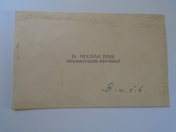 Za418.4 Dr. Imre Molnár Member of Parliament Berettyóújfalu business card 1930's