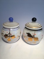 2 glass sugar containers