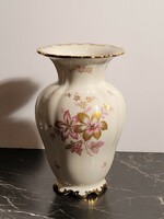 19,5cm Német Seltmann Weiden Bavaria Porcelán Váza -- aranyozott virágmintás karélyos