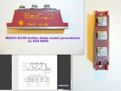 Retro elektronika MD431-63-08 2x63A 800V kettős dióda és TD45N1200KOF4F4 tirisztor-dióda modul power