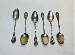 Antique silver-plated fire-gilded coffee, mocha spoon 6 pcs