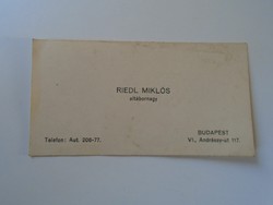 Za418.13 Lieutenant General Miklós Riedl - business card 1930's