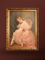Fried Pál jelzéssel rózsaszín ruhás balerina festmény