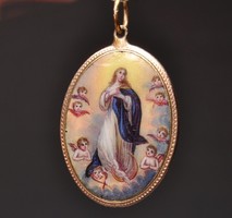 Régi Szűz Mária medál aranyozott