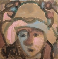 Miklós Csepeli németh: woman in a hat - watercolor