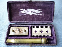 Old copper box gillette travel razor set