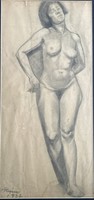 Nude drawing of sculptor József Orbán.