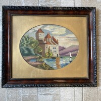 Large antique frame with tapestry