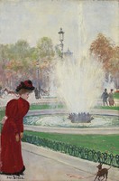 Jean Béraud - Szökőkút, Champs-Élysées - reprint