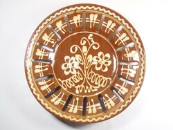 Retro old painted ceramic bowl wall plate flower pattern openwork folk art - potters field tour