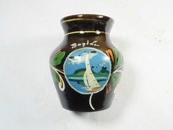 Old retro ceramic vase balaton boglár flower pattern folk art souvenir souvenir tourist