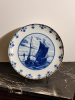 27.5cm wallendorf decorative plate -- ships sailboats wall plate plate bowl copenhagen cobalt blue delft