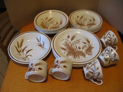 Vintage angol jelzett kalászos kőporcelán készlet összeállítás 19 db-os