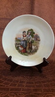 Régi vidékies jelenetű porcelán tányér, falitányér (M3373)
