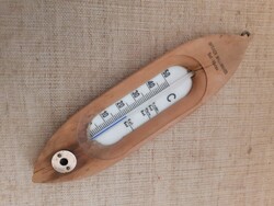 OLD WOODEN BELL-SHAPED THERMOMETER
