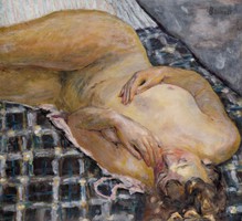 Pierre Bonnard - Fekvő akt kockás pléden - reprint