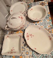 Antique Zsolnay soup bowl + accessories (5 pieces)