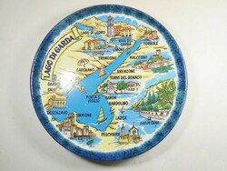 Festett kerámia tányér Lago Di Garda Garda tó Olaszország turista emlék szuvenír