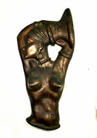 Art deco negro woman heavy bronze nude wall relief