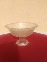 Large, spherically decorated, footed glass offering or serving bowl, 30x29 cm, perfect!