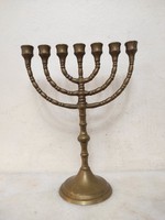 Antik patinás sárgaréz menora menóra zsidó gyertyatartó 7 ágú réz gyertya tartó 328 6813
