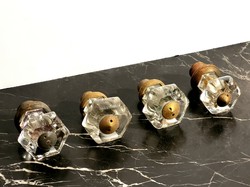 4db régi csiszolt üveg fogantyú csaptelephez 7,5x5cm -- csaphoz kristály