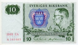 Sweden 10 Swedish kroner, 1989