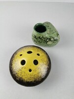 Old 2-piece ceramic vase / retro Bodrogkeresztúr ikebana vase / triangular vase