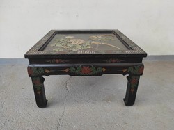 Antik kínai bútor kő dombor berakásos festett fekete lakk szekrény hez való asztal 743 6843