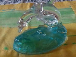 Pair of French crystal dolphins, 12 cm high, 15 cm wide xx