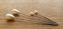 4 antique hat pins with pearls