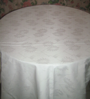 Beautiful elegant white vintage floral huge damask tablecloth