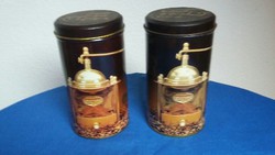 Two old coffee metal / tin cans: golden mocha (1989)