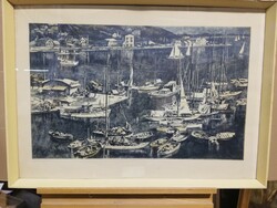 GÖRÖG REZSŐ Balatoni délután Képcsarnokos, nagy méretű