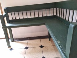 Old corner bench painted green