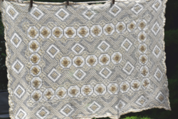 Antik Régi Nagy kézi horgolt necc filé csipke terítő asztalterítő  115 x 76