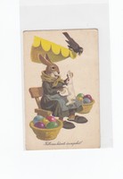 Húsvéti képeslap Retro 50-60-as évek nyuszilány tojással (2)