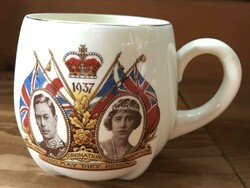 II. Erzsébet királynő régi angol fajansz koronázási emlék jubileum bögre
