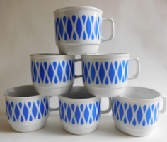 Retro Zsolnay mugs with geometric pattern - 6 pieces