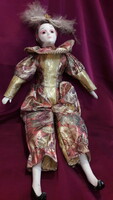 Velencei porcelán baba, régi karneváli bohóc 1 (L3403)