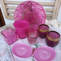 Pink glass collection/candle holder