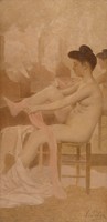 Fernand Pelez - Tánconsnő harisnyanadrágot húz - reprint
